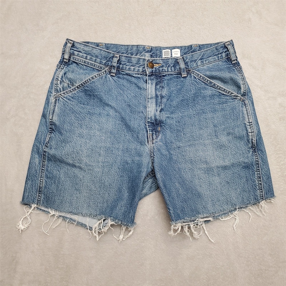 Uniqlo Shorts Womens 35 Blue U Cutoff Jean Flat Front Twill Jorts Pants Denim